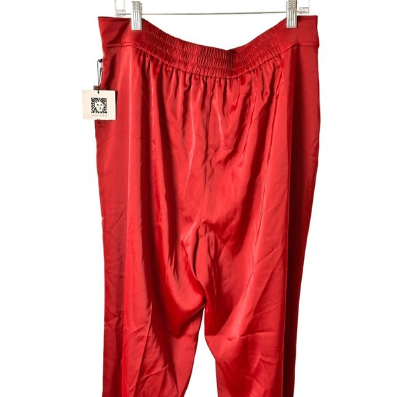 Anne Klein Size 2XL Business Casual Womens Red Pants Plus Elastic Waistband - Picture 3 of 12
